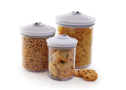 Комлект от 3 кръгли кутии за съхранение на продукти и храна FoodSaver  (FSC003-I)