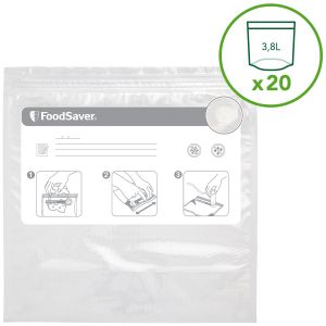 Food Saver Vacuum Storage Bags, 3.8 Litres, Clear - FVB016X